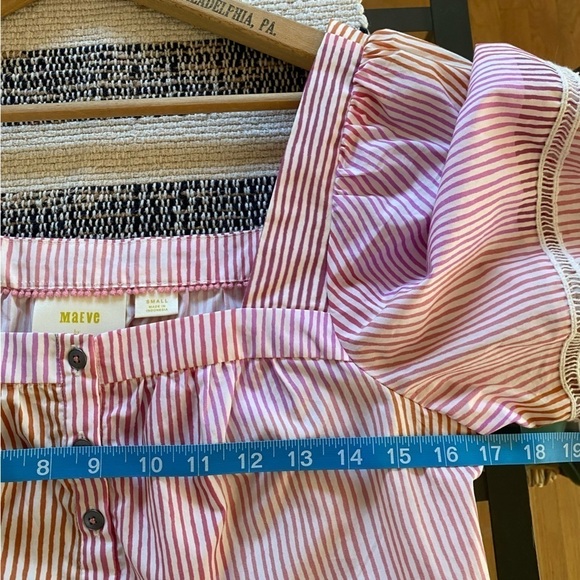 Anthropologie Maeve White Pink Orange Stripe Gable Tiered Tunic Top Small - Picture 14 of 16